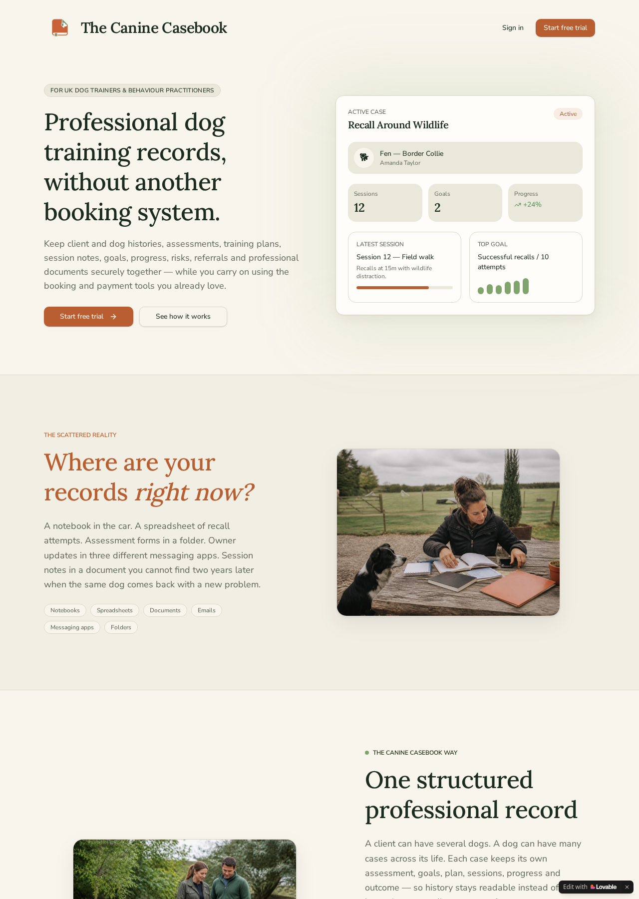 The Canine Casebook website preview