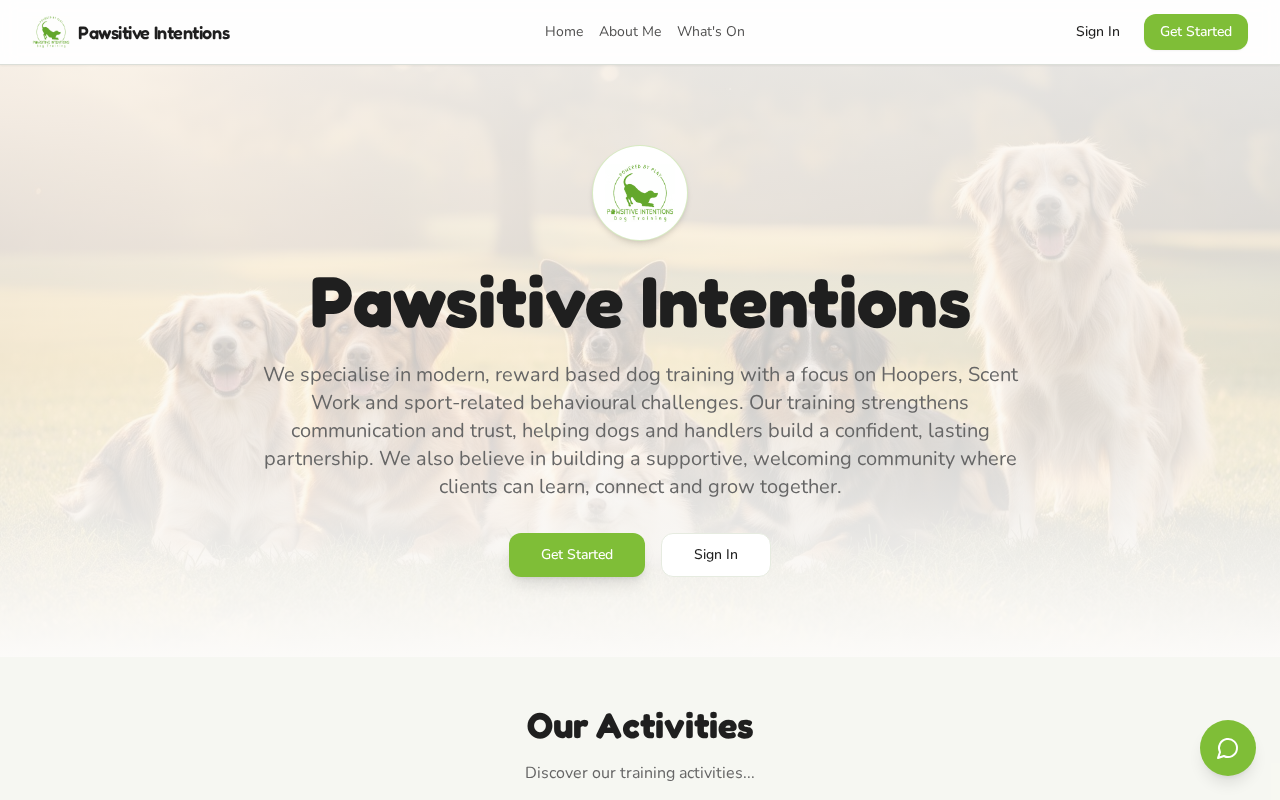 Pawsitive Intentions website preview