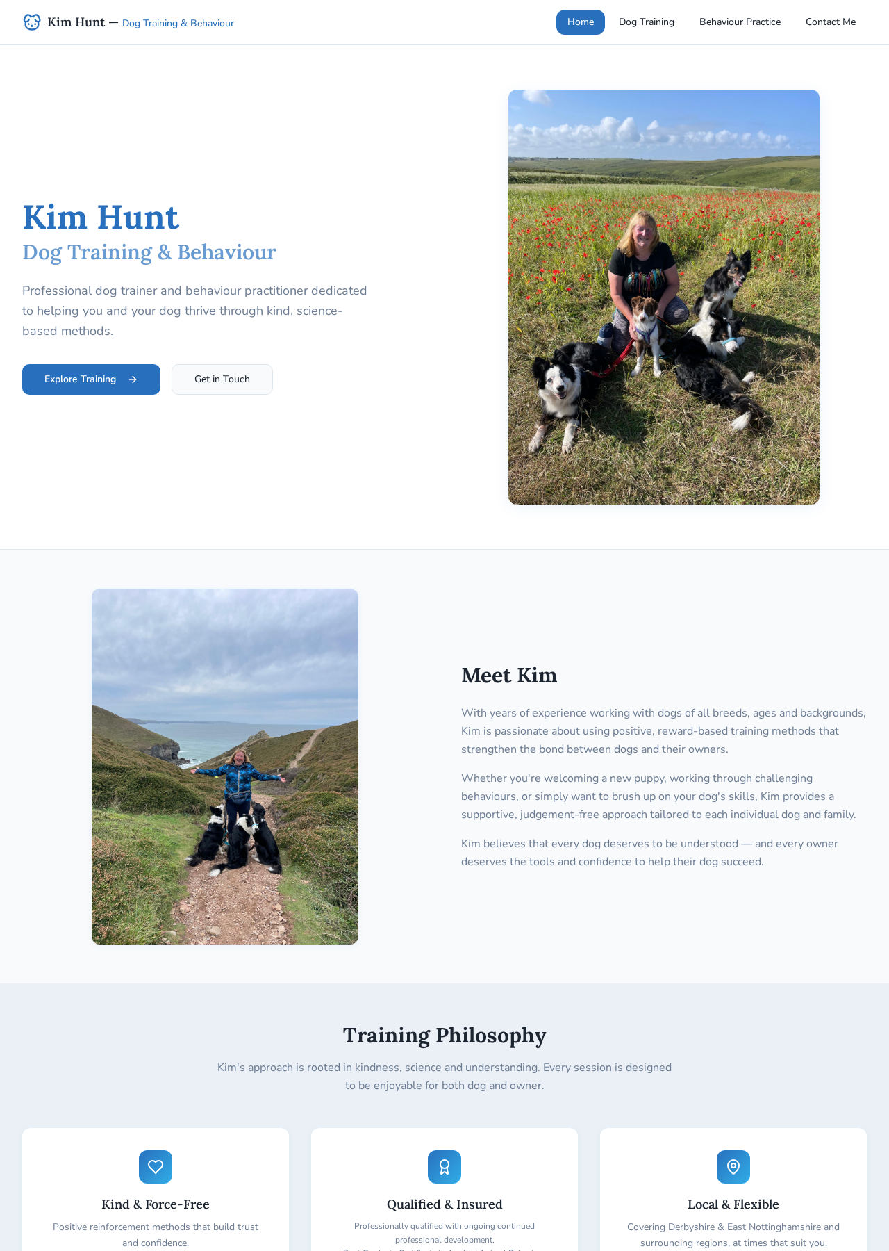 Kim Hunt Dog Training website preview